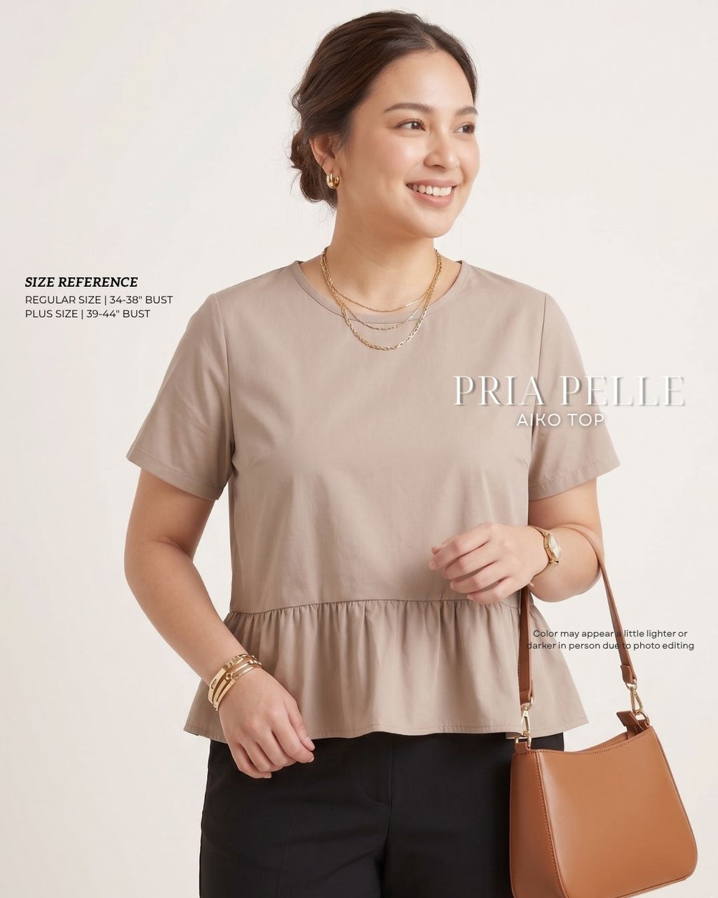 Pria Pelle Aiko Top - Cotton Blend Soft Brown | Non Stretch