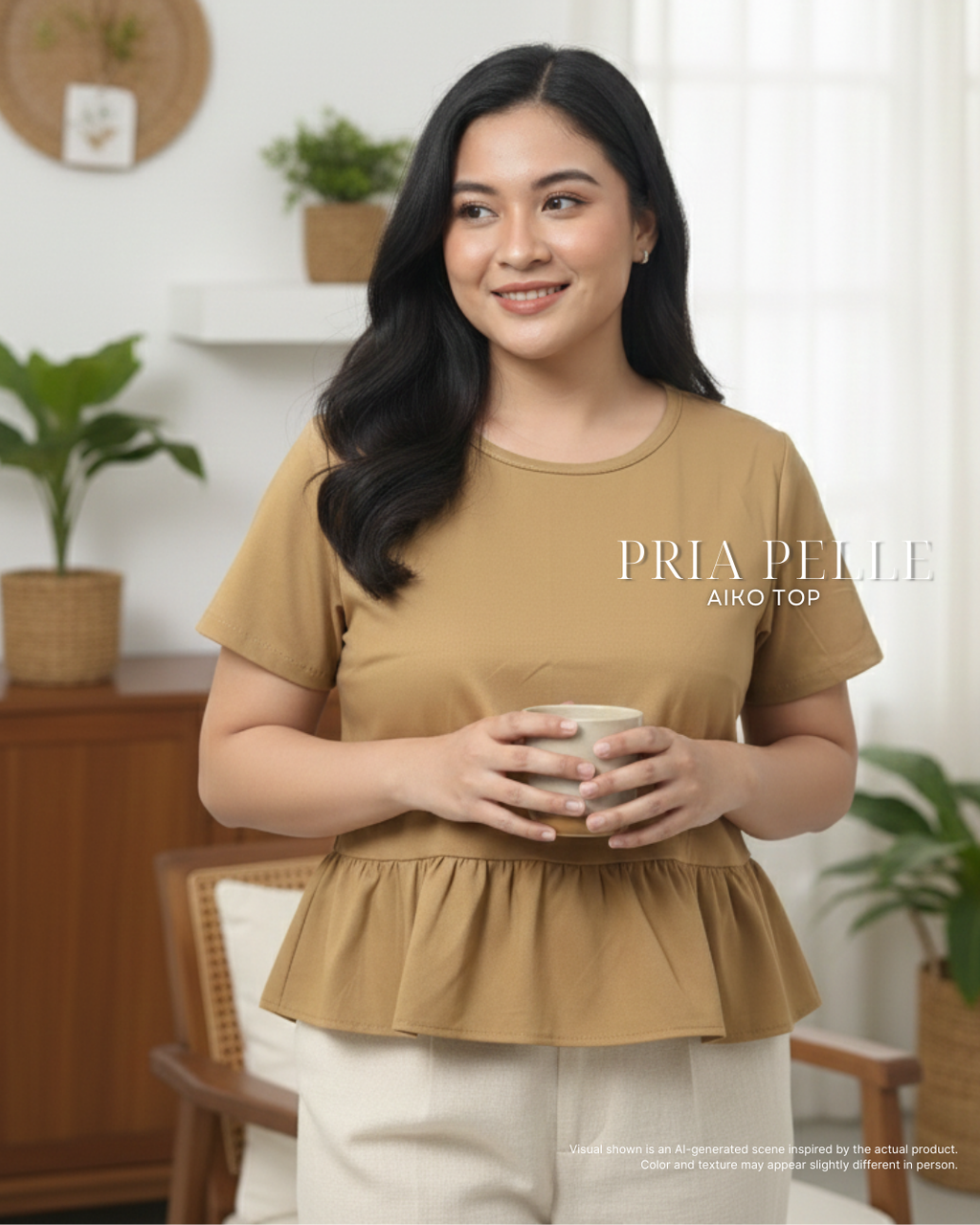 Pria Pelle Aiko Top - Cotton Blend Caramel  | Non Stretch