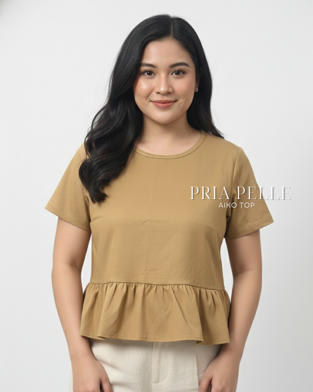 Pria Pelle Aiko Top - Cotton Blend Caramel  | Non Stretch