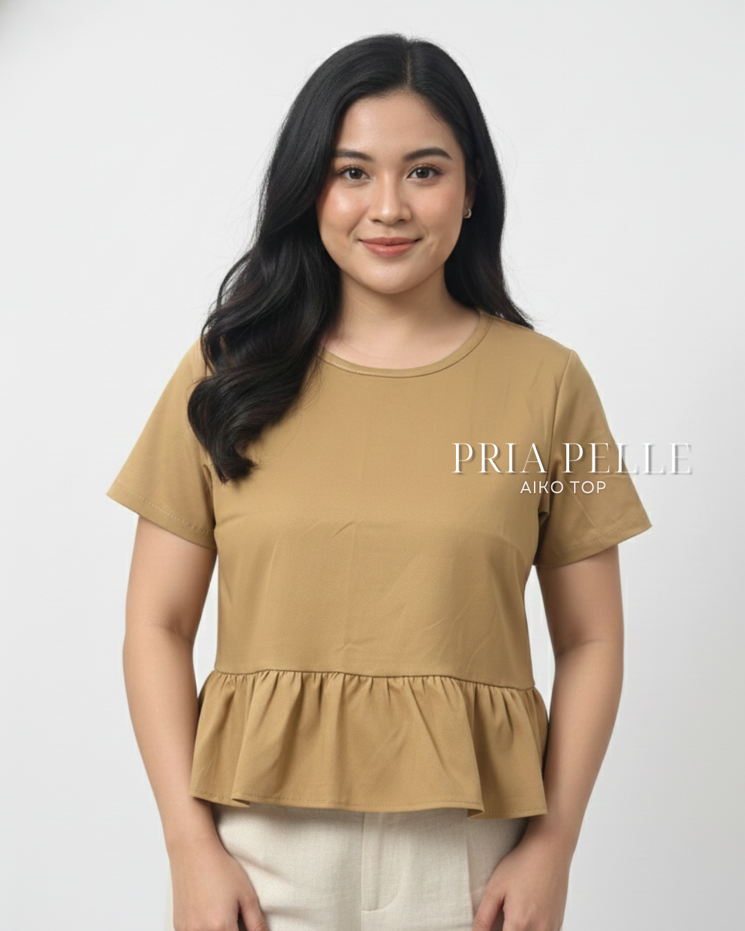 Pria Pelle Aiko Top - Cotton Blend Caramel  | Non Stretch