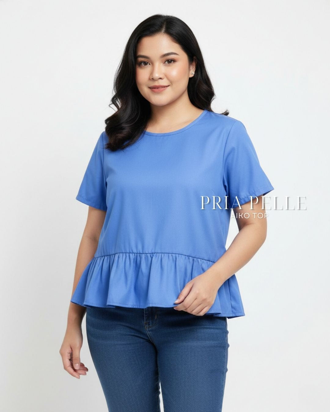 Pria Pelle Aiko Top - Cotton Blend Corn Blue | Non Stretch