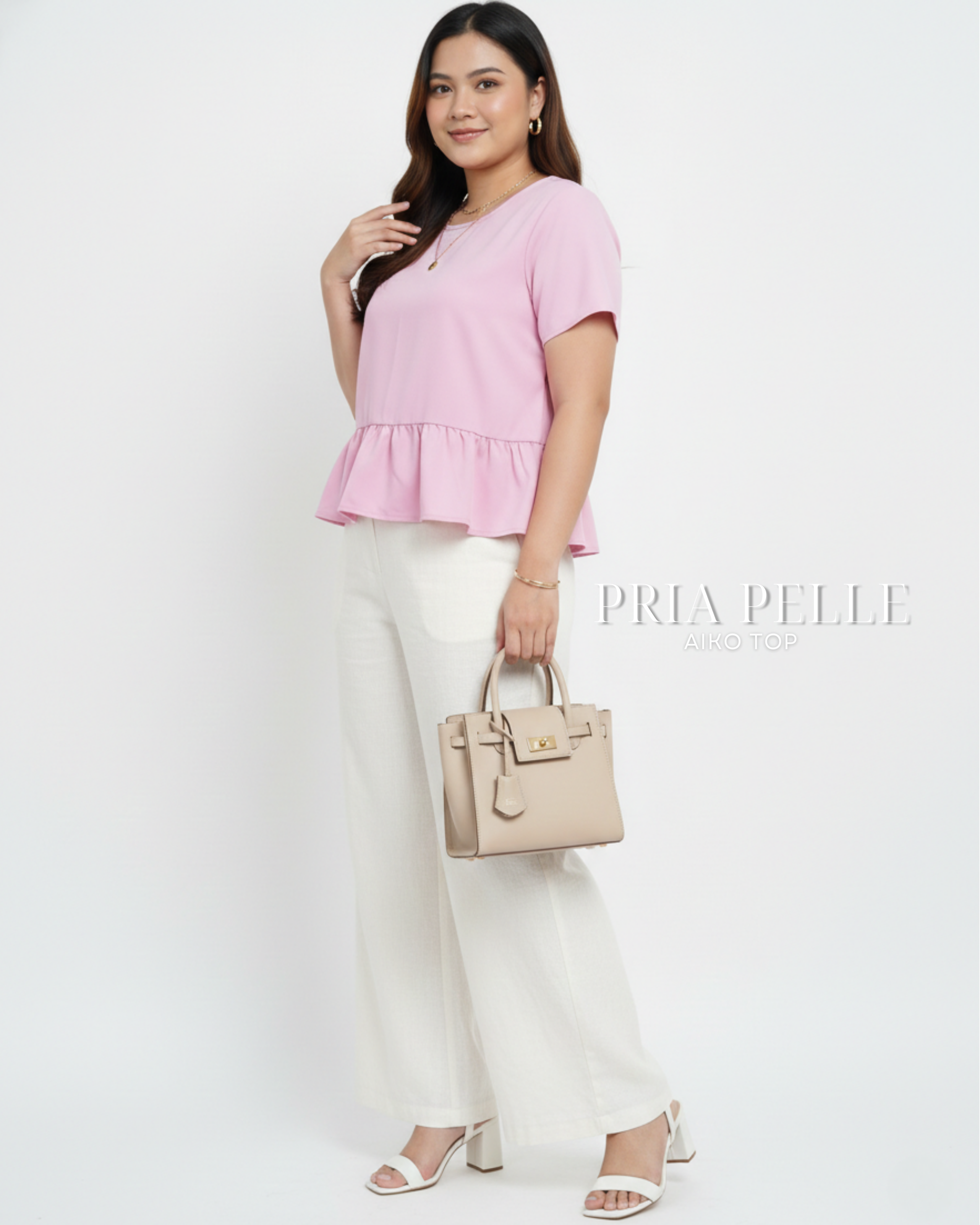 Pria Pelle Aiko Top - Cotton Satin Pink | Non Stretch