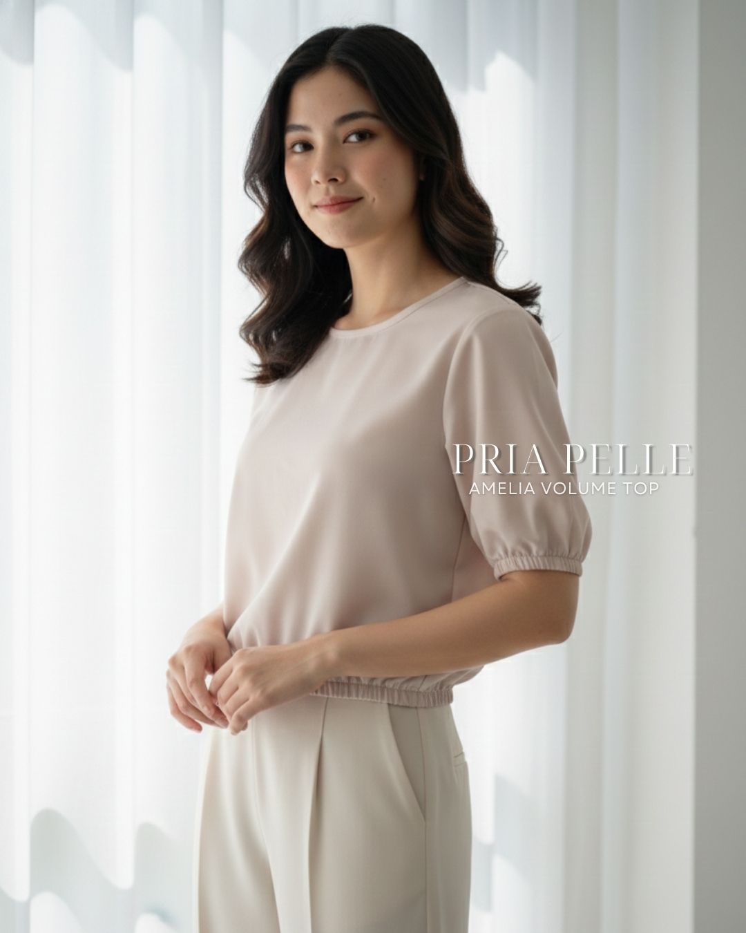 Pria Pelle Amelia Volume Top - Cotton Blend Fair Pink | Non Stretch