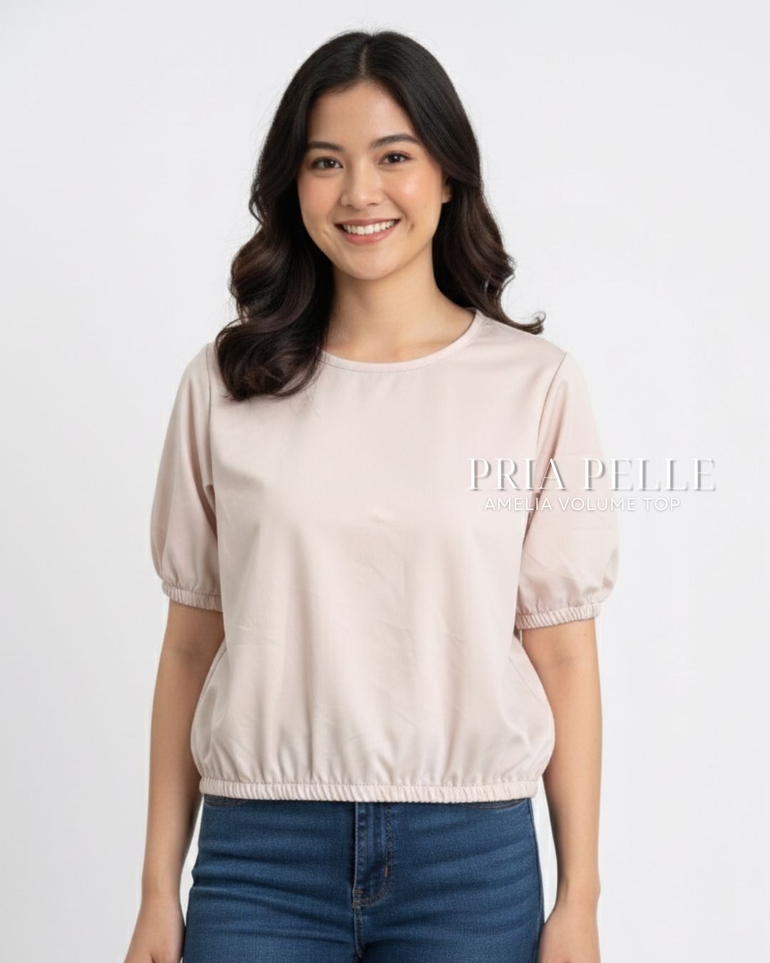 Pria Pelle Amelia Volume Top - Cotton Blend Fair Pink | Non Stretch