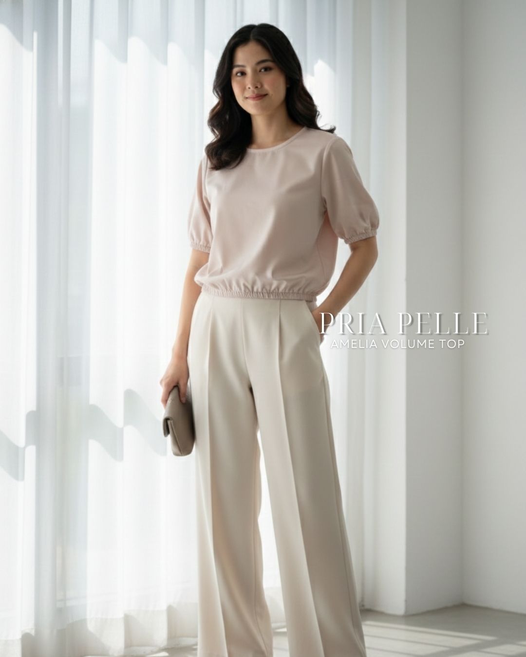 Pria Pelle Amelia Volume Top - Cotton Blend Fair Pink | Non Stretch