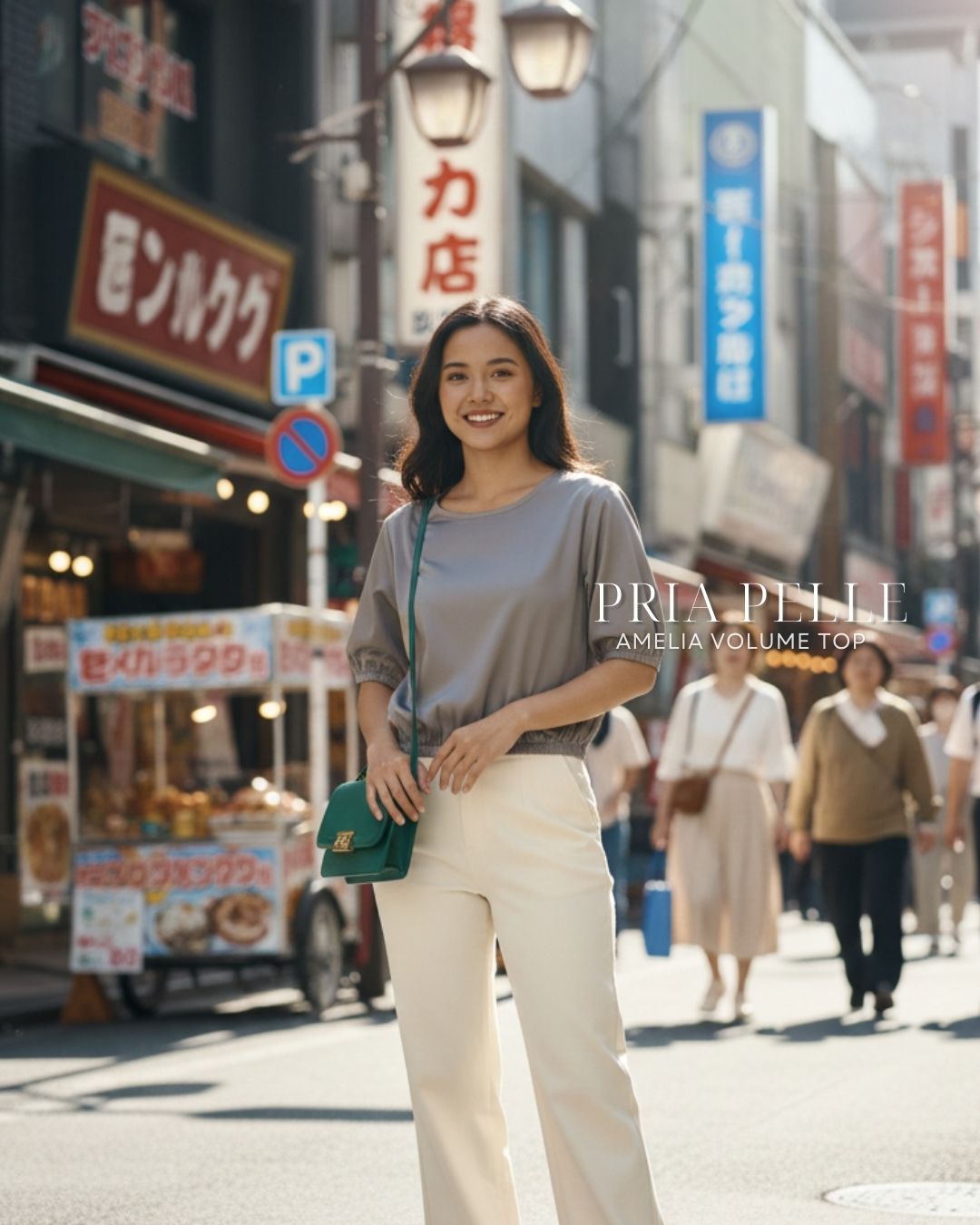 Pria Pelle Amelia Volume Top - Cotton Satin Friar Gray | Non Stretch