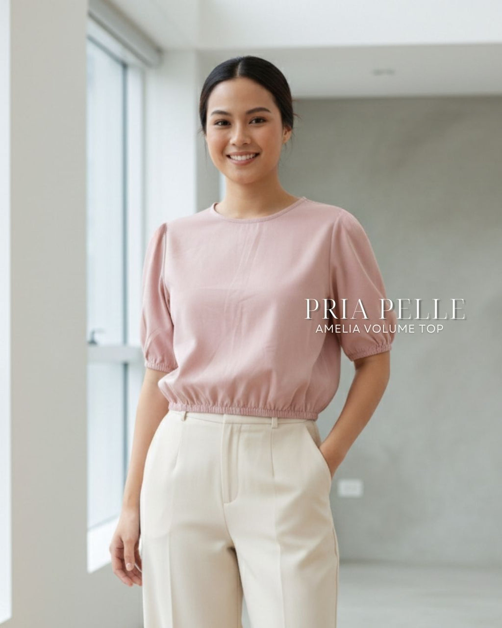 Pria Pelle Amelia Volume Top - Twill Blend Blush | Non Stretch