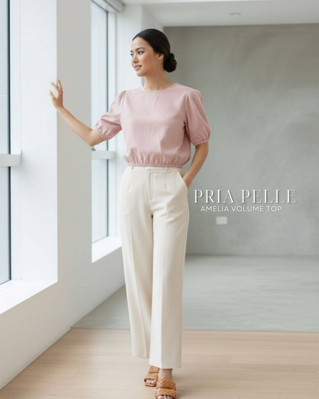 Pria Pelle Amelia Volume Top - Twill Blend Blush | Non Stretch