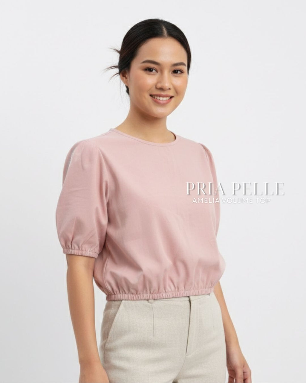 Pria Pelle Amelia Volume Top - Twill Blend Blush | Non Stretch