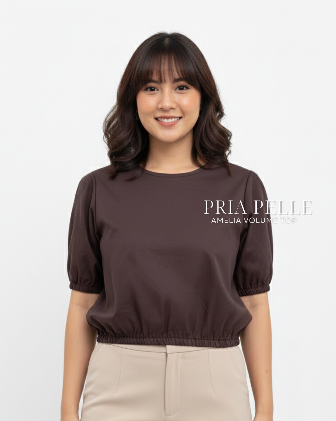 Pria Pelle Amelia Volume Top - Cotton Blend Dark Plum | Non Stretch