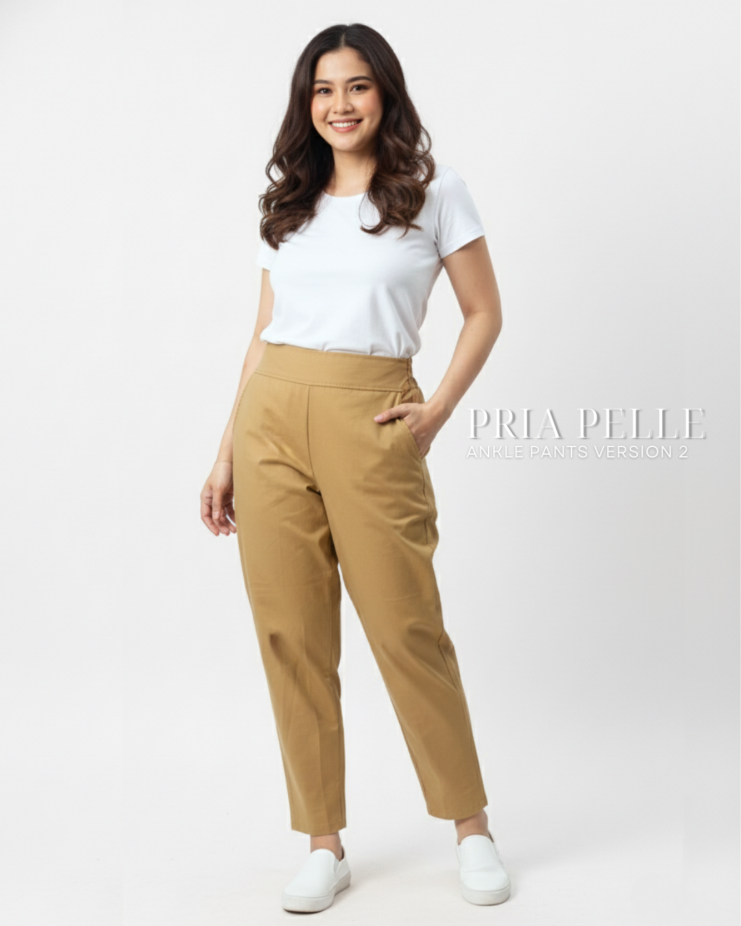 Pria Pelle Ankle Pants Version 2 | Back Garter - Cotton Blend Caramel