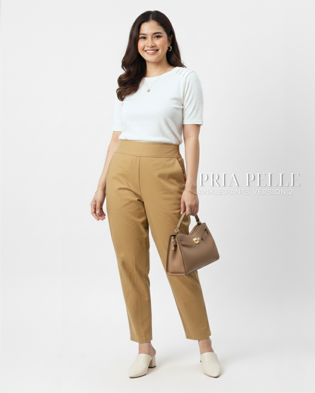 Pria Pelle Ankle Pants Version 2 | Back Garter - Cotton Blend Caramel