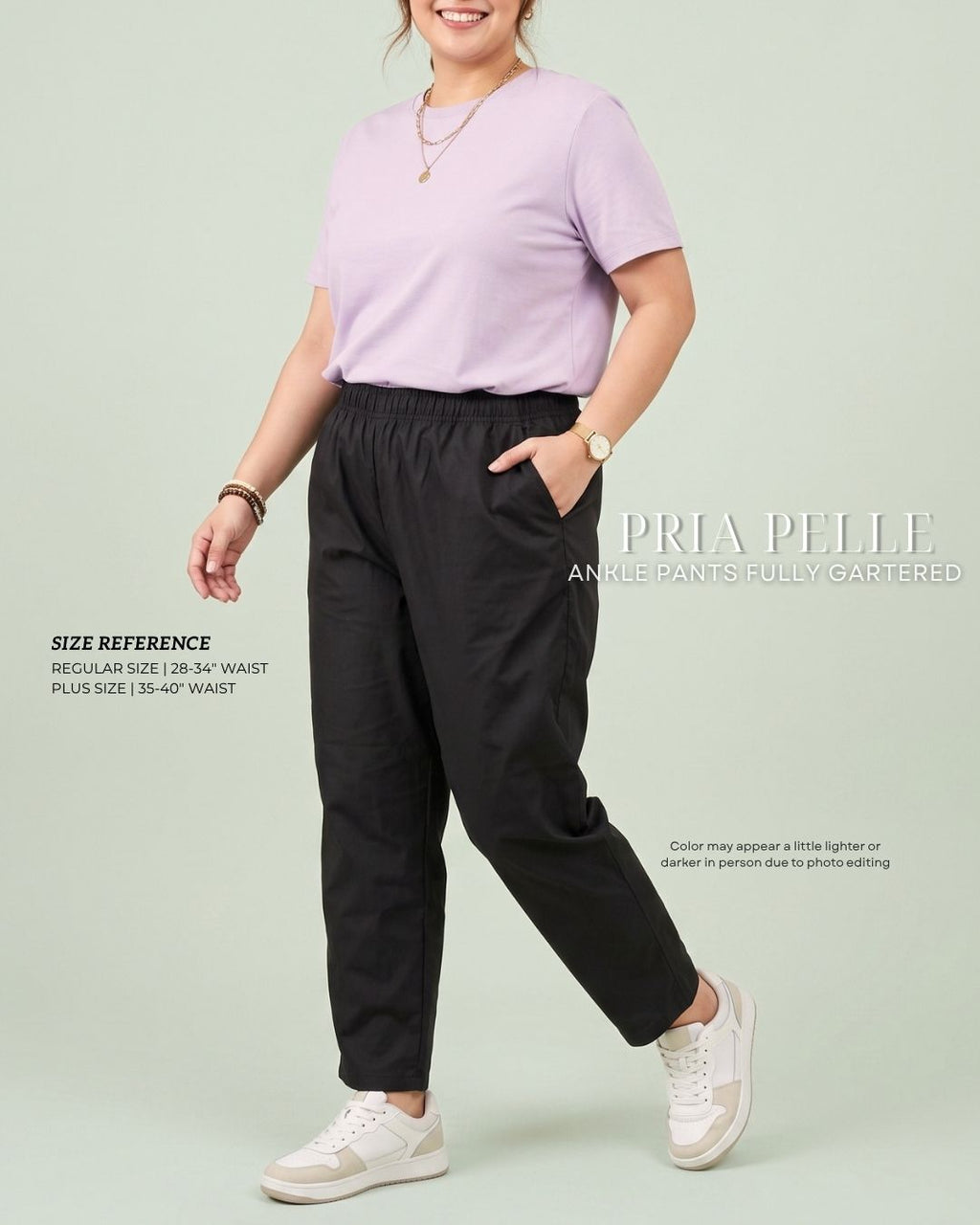 Pria Pelle Ankle Pants Version 1 | Fully Gartered - Lightweight Cotton Blend Black | Non Stretch