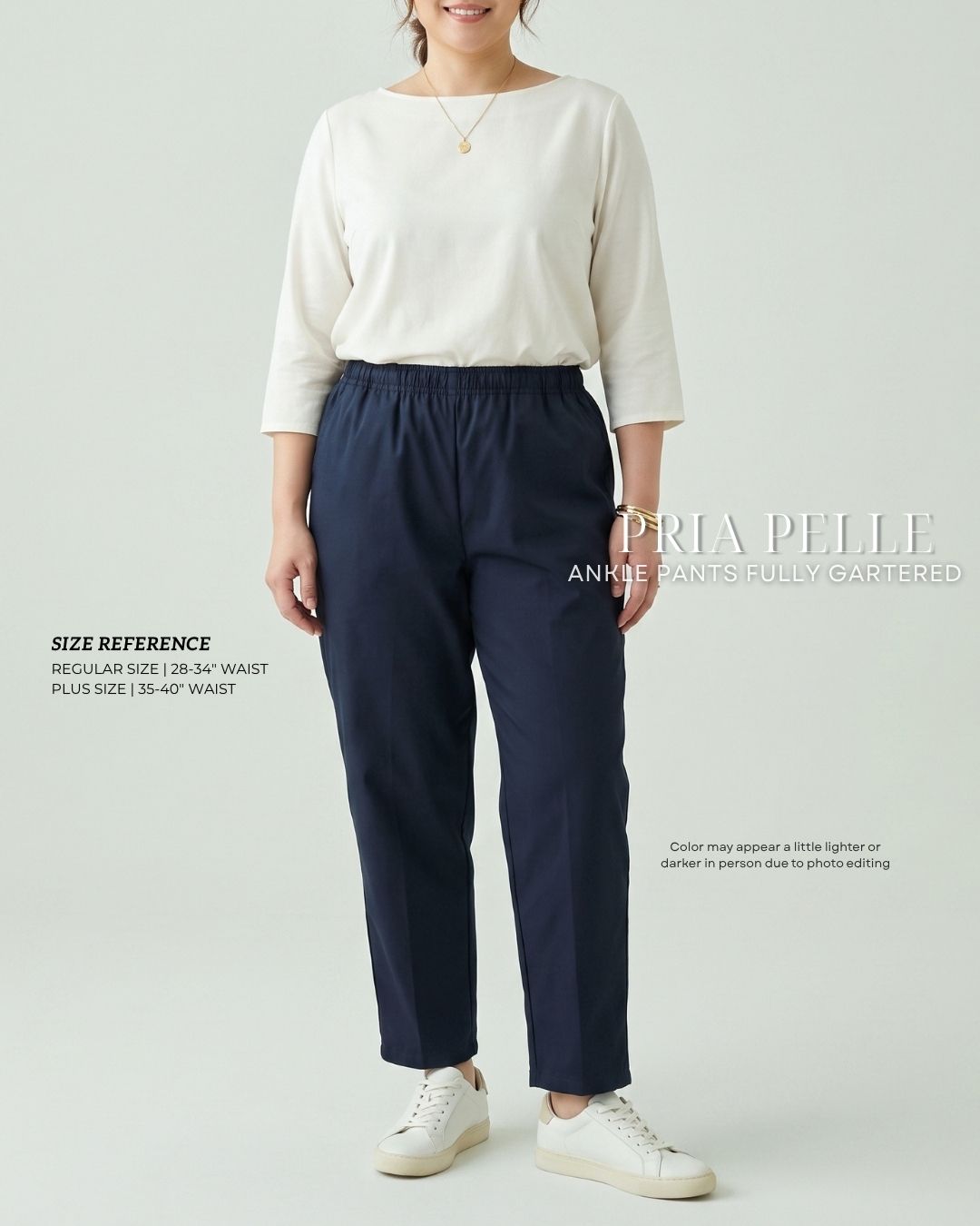 Pria Pelle Ankle Pants Version 1 | Fully Gartered - Cotton Twill Blue Black - Non Stretch