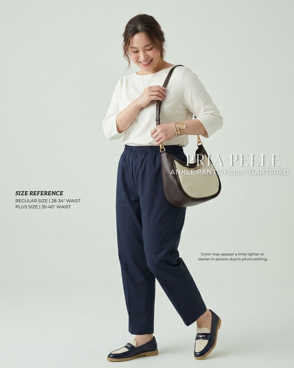 Pria Pelle Ankle Pants Version 1 | Fully Gartered - Cotton Twill Blue Black - Non Stretch