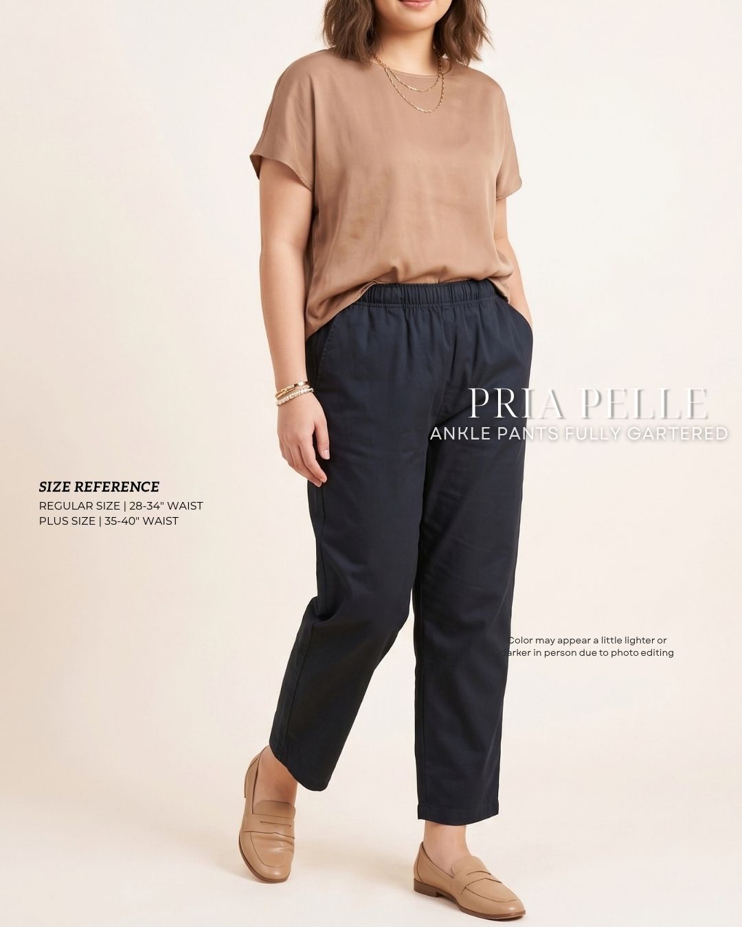 Pria Pelle Ankle Pants Version 1 | Fully Gartered - Cotton Twill Blue Black - Non Stretch