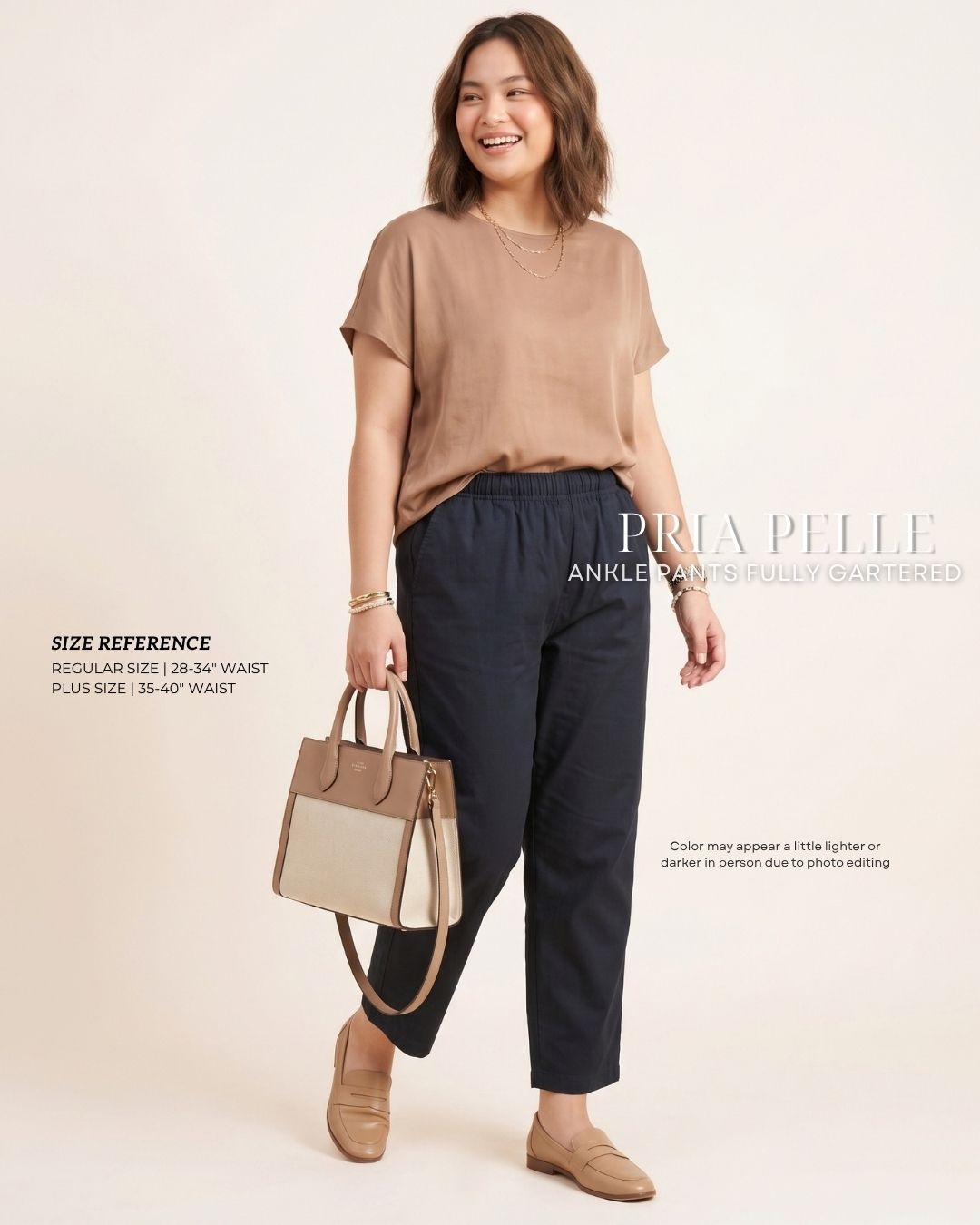 Pria Pelle Ankle Pants Version 1 | Fully Gartered - Cotton Twill Blue Black - Non Stretch