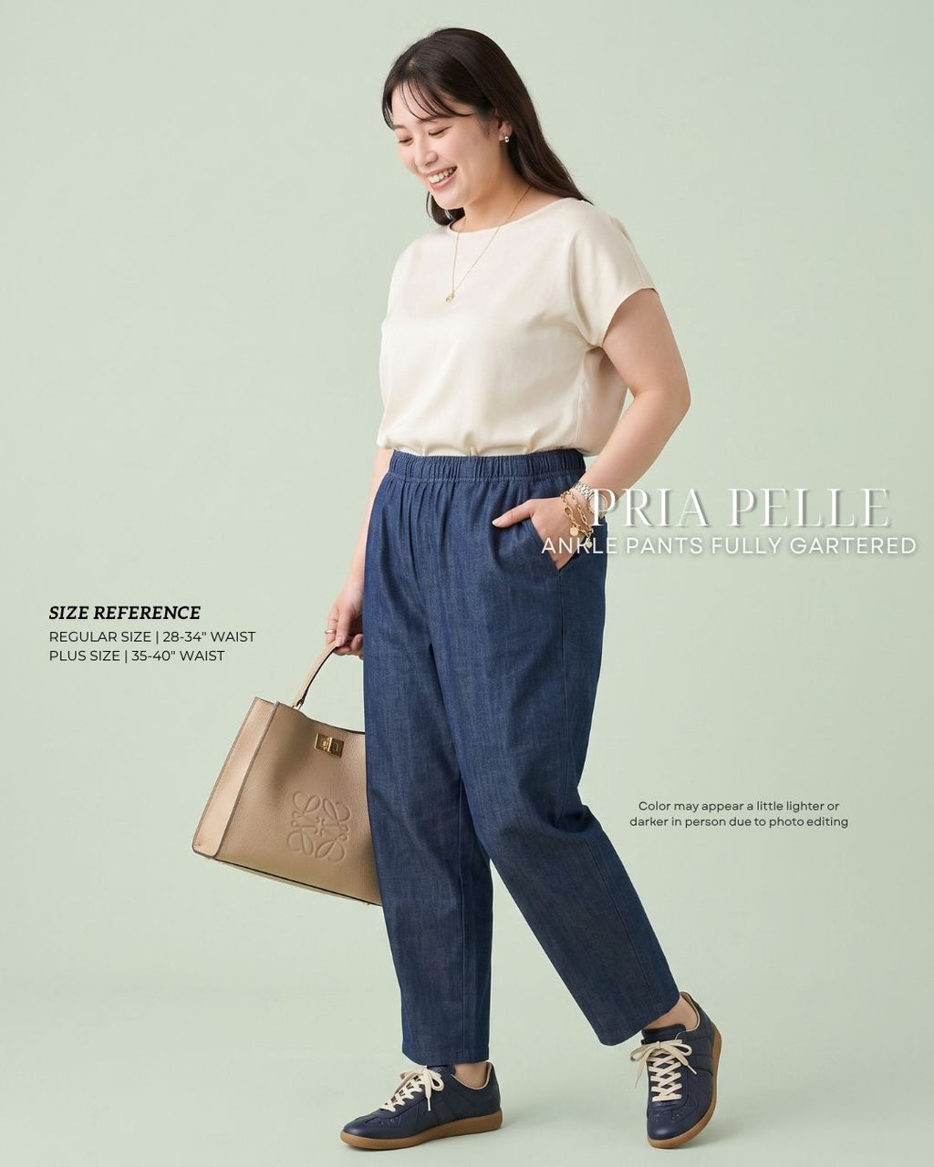 Pria Pelle Ankle Pants Version 1 | Fully Gartered - Denim Blue | Non Stretch