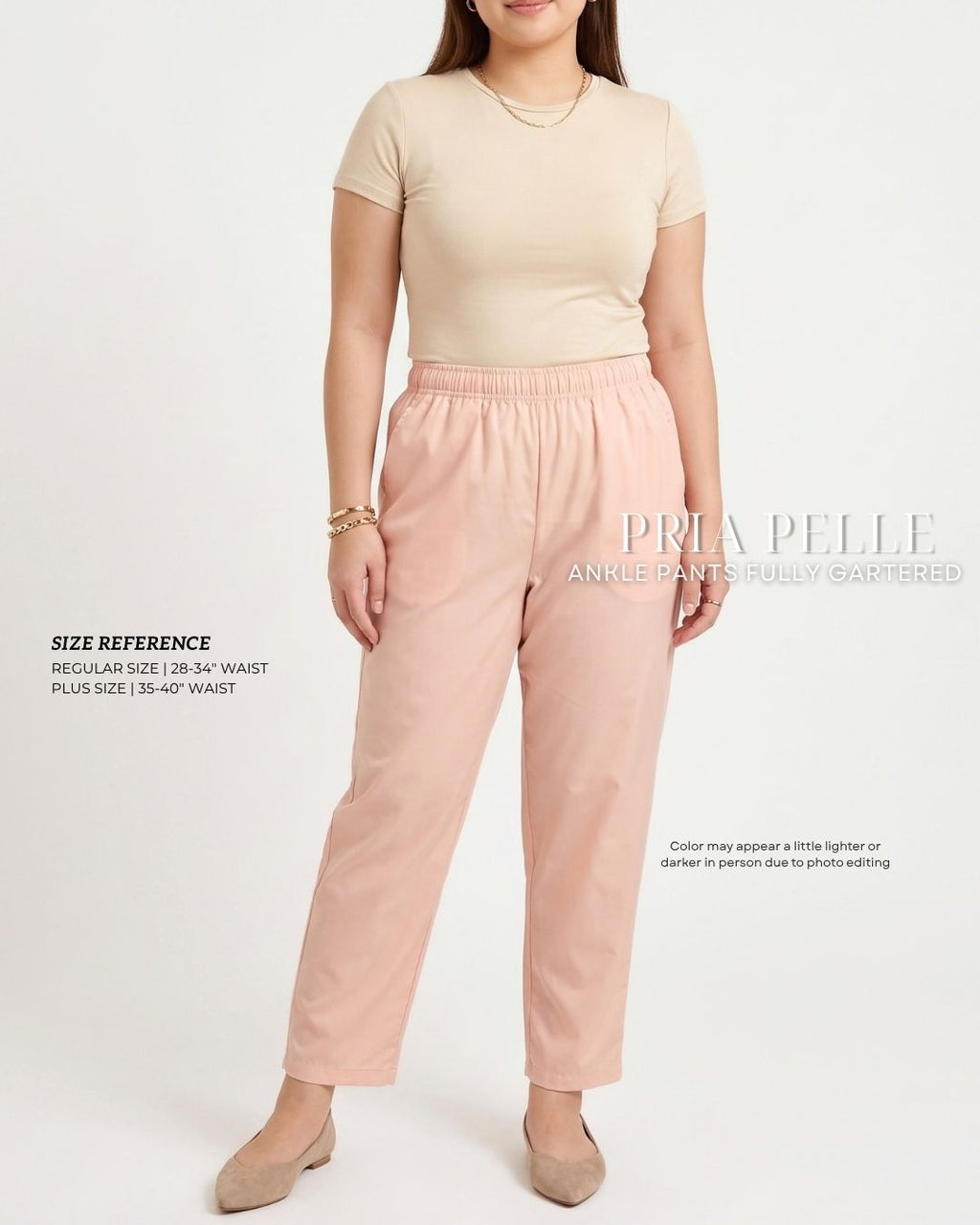 Pria Pelle Ankle Pants Version 1 | Fully Gartered - Cotton Blend Pink Peach with Stretch