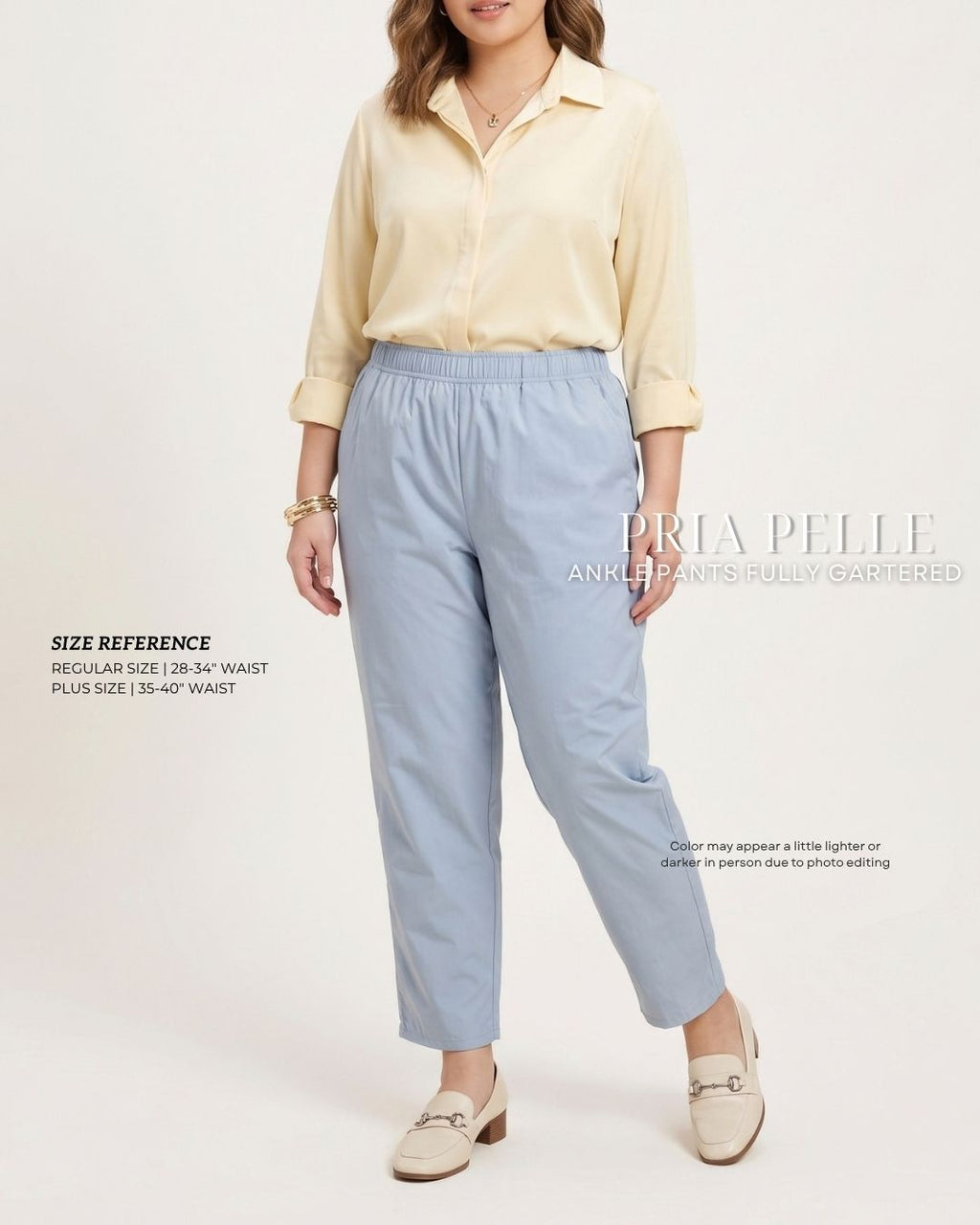 Pria Pelle Ankle Pants Version 1 | Fully Gartered - Lightweight Cotton Blend Powder Blue | Non Stretch