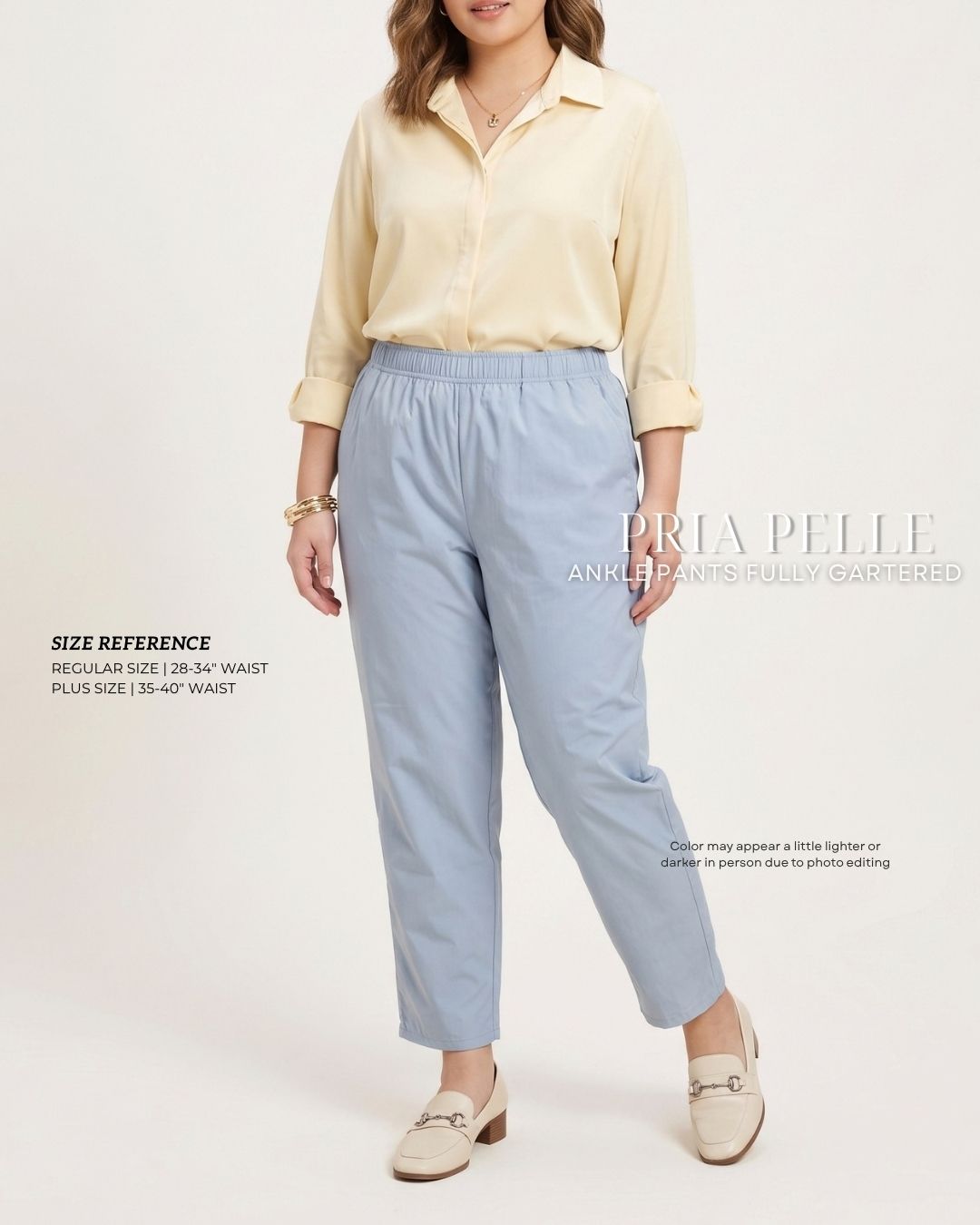 Pria Pelle Ankle Pants Version 1 | Fully Gartered - Lightweight Cotton Blend Powder Blue | Non Stretch