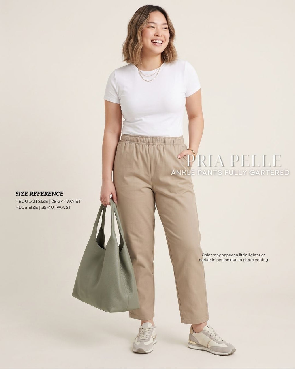 Pria Pelle Ankle Pants Version 1 | Fully Gartered - Cotton Blend Tan with Stretch