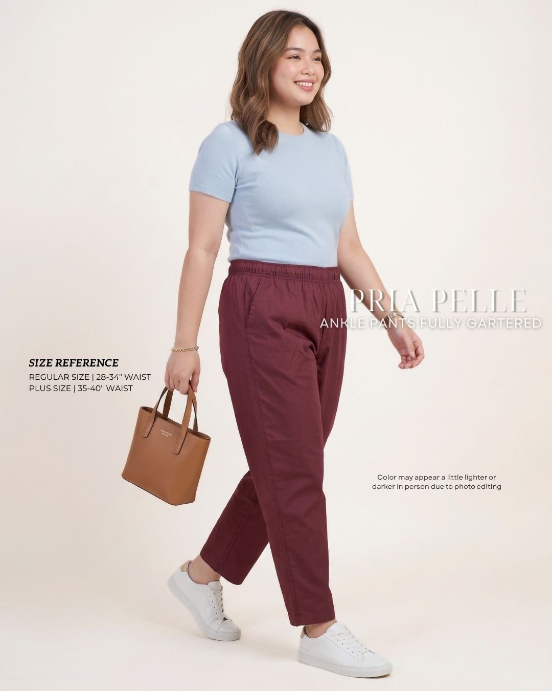 Pria Pelle Ankle Pants Version 1 | Fully Gartered - Cotton Twill Wine Red | Non Stretch