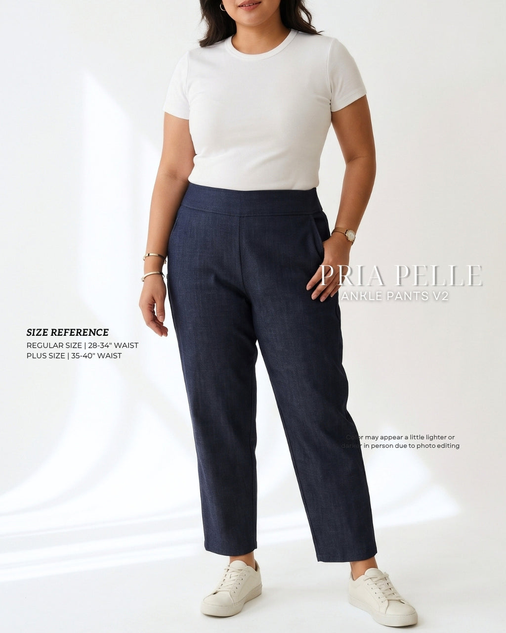 Pria Pelle Ankle Pants Version 2 | Back Garter - Dark Denim with Stretch Allowance