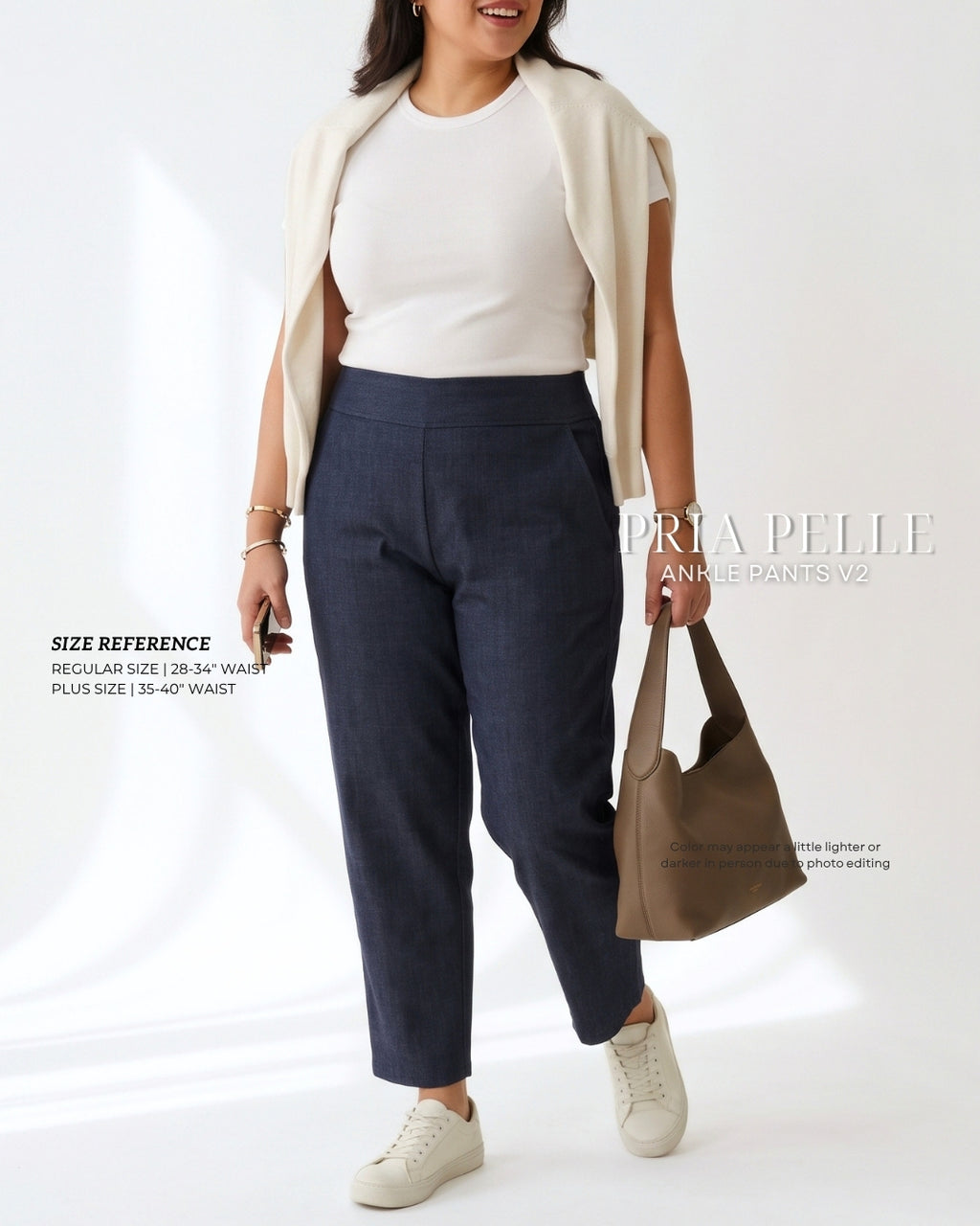 Pria Pelle Ankle Pants Version 2 | Back Garter - Dark Denim with Stretch Allowance