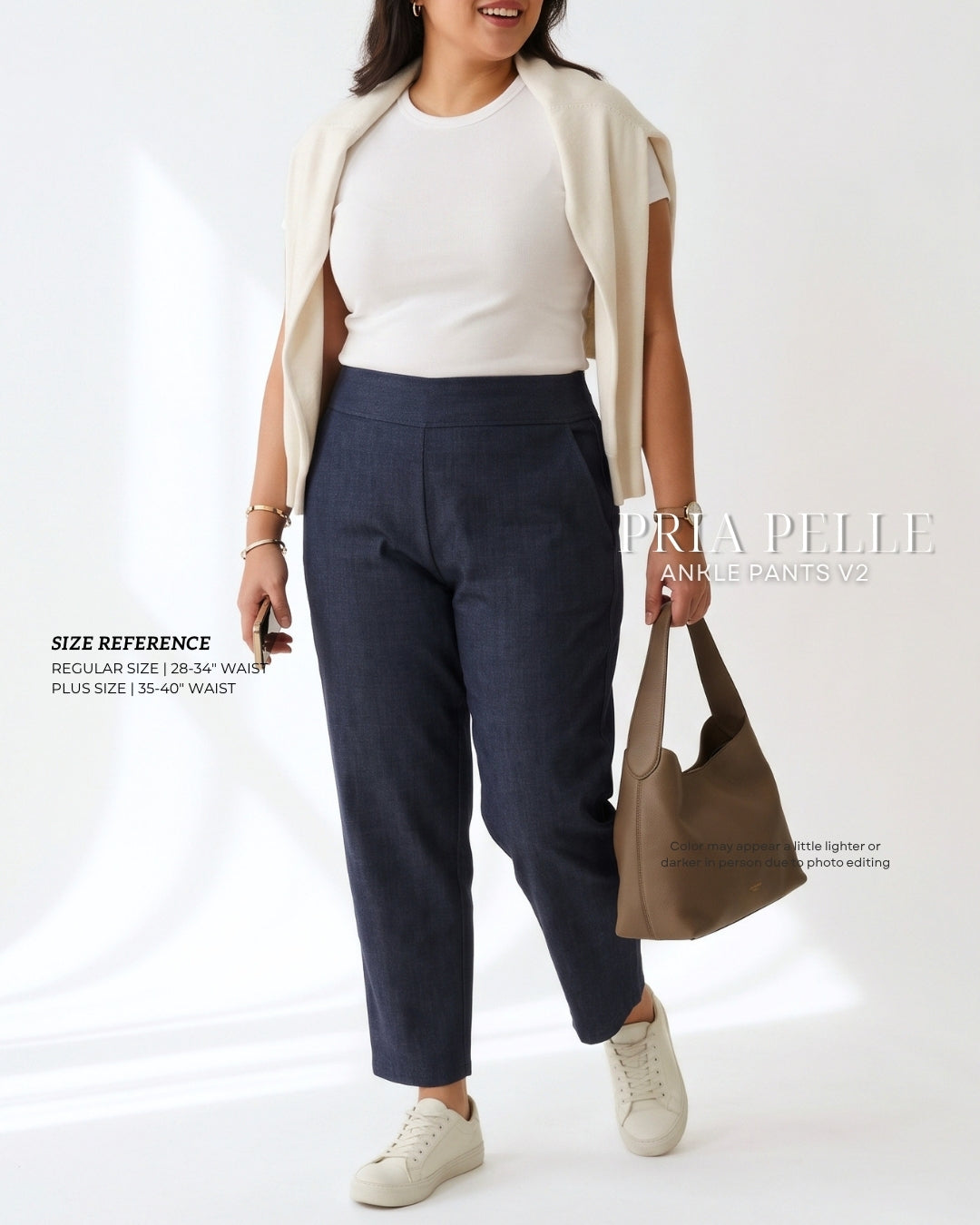 Pria Pelle Ankle Pants Version 2 | Back Garter - Dark Denim with Stretch Allowance