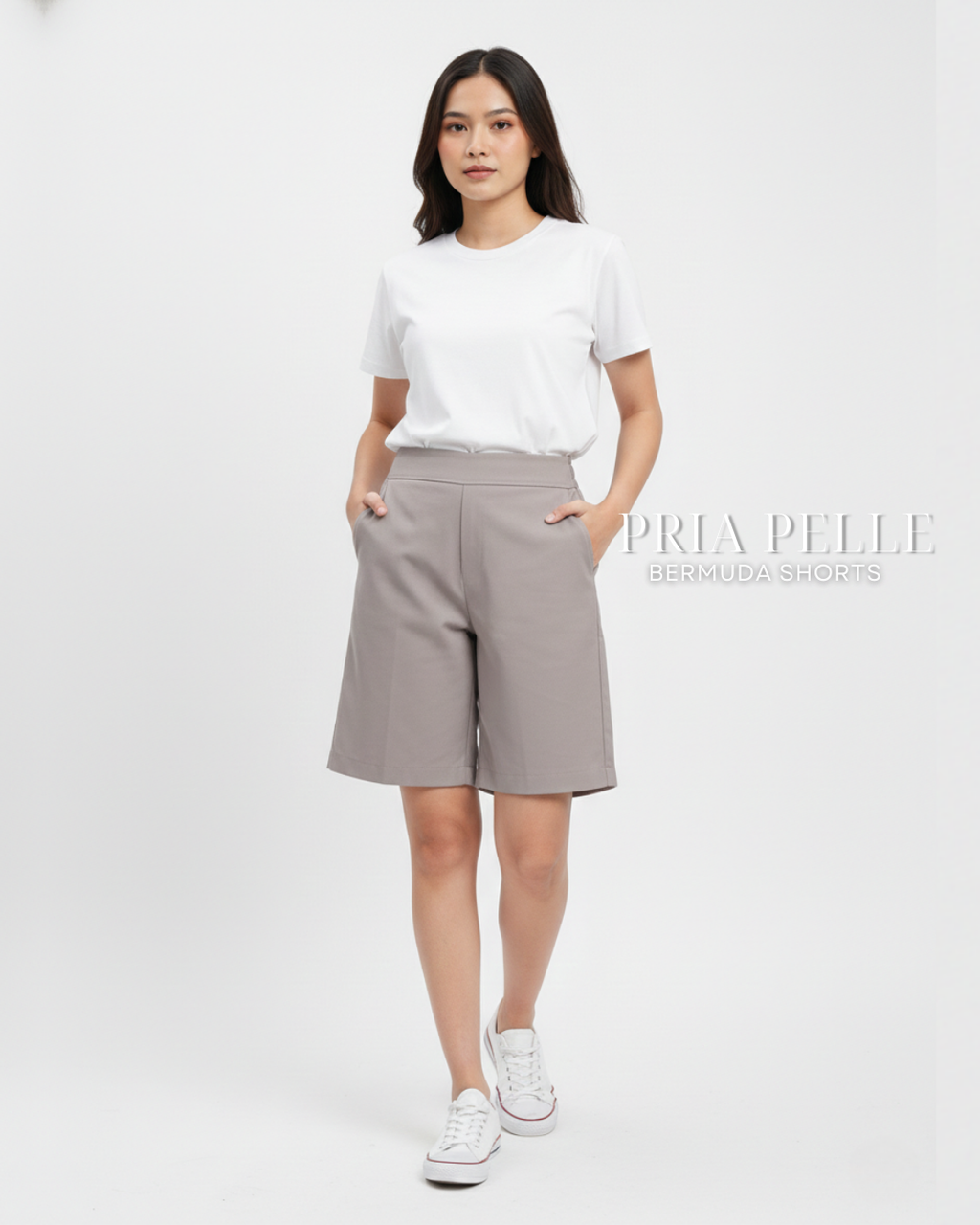 Pria Pelle Bermuda Shorts | Back garter - Linen Blend Edge Comb Gray | Non Stretch