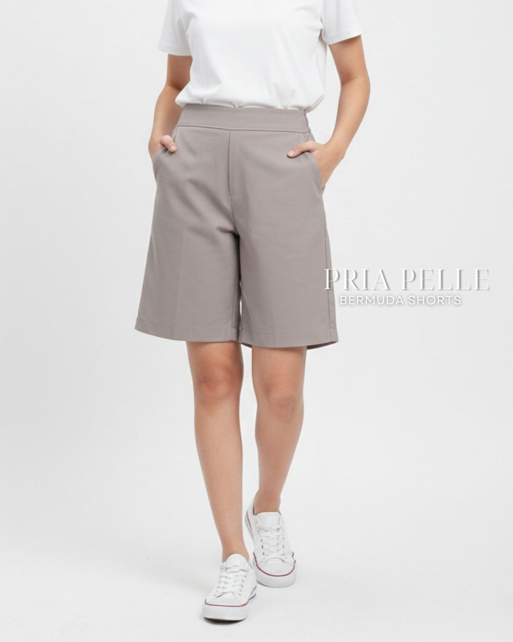 Pria Pelle Bermuda Shorts | Back garter - Linen Blend Edge Comb Gray | Non Stretch