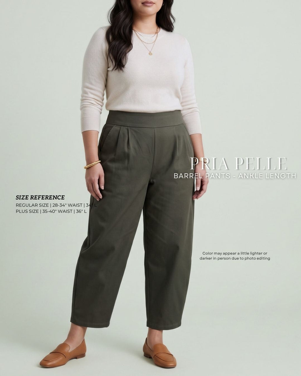 Pria Pelle Barrel Pants | Ankle Length - Cotton Twill Vintage Vogue - Non Stretch