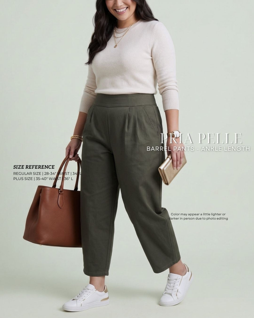 Pria Pelle Barrel Pants | Ankle Length - Cotton Twill Vintage Vogue - Non Stretch