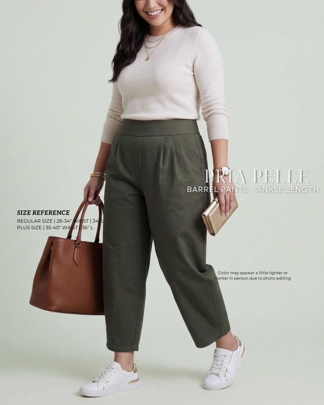 Pria Pelle Barrel Pants | Ankle Length - Cotton Twill Vintage Vogue - Non Stretch