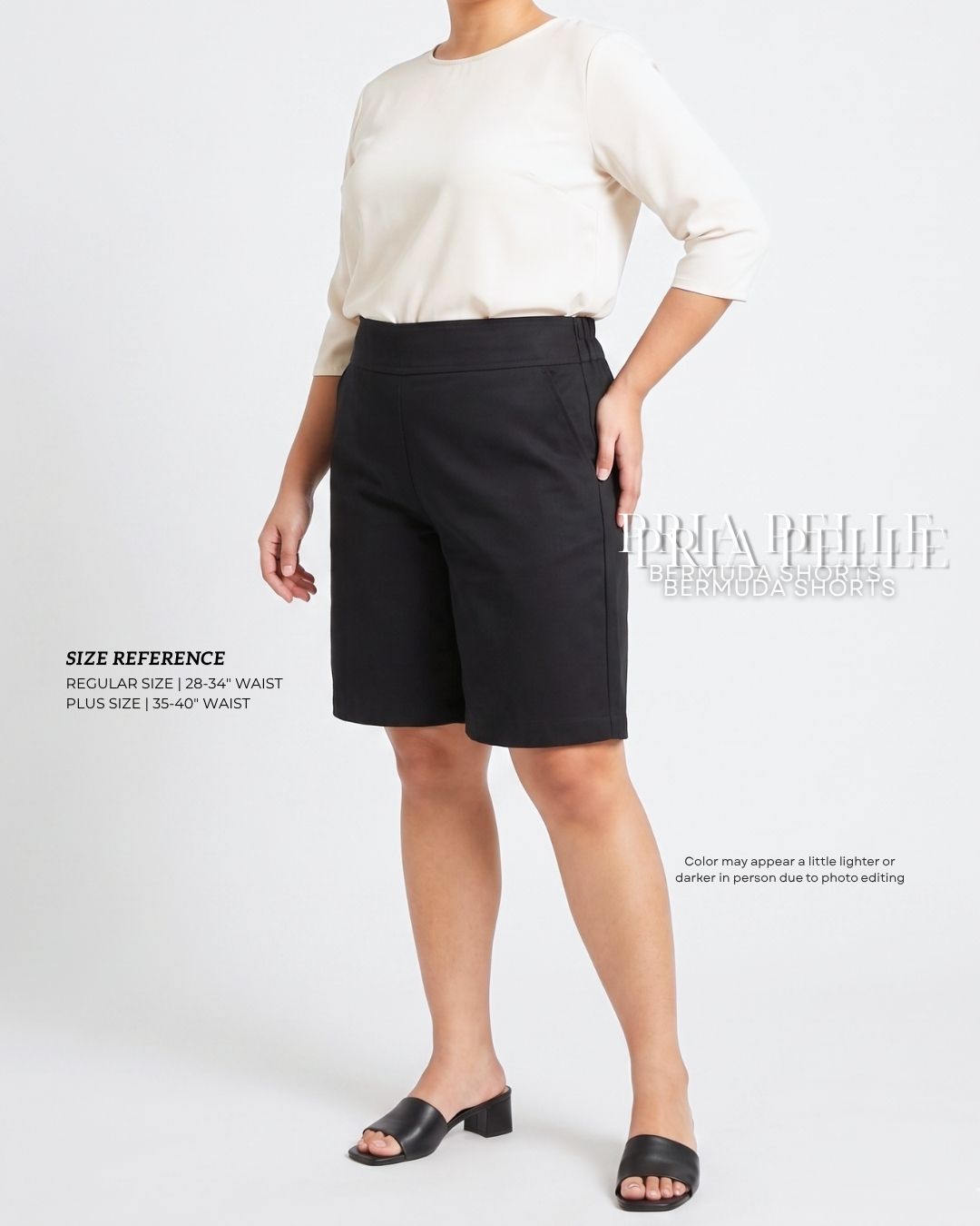 Pria Pelle Bermuda Shorts | Back garter - Cotton Twill Black | Non Stretch