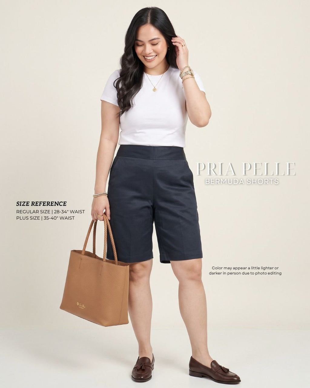 Pria Pelle Bermuda Shorts | Back garter - Cotton Twill Blue Black | Non Stretch
