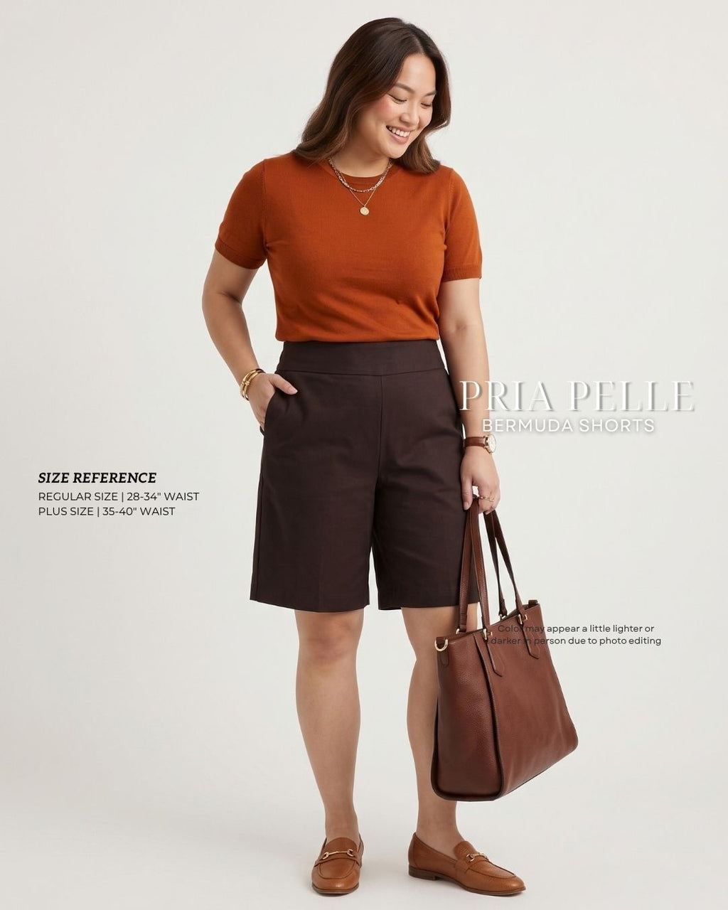 Pria Pelle Bermuda Shorts | Back garter - Cotton Twill Chocolate Brown with Slight Stretch