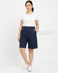 Pria Pelle Bermuda Shorts | Back garter - Cotton Twill Dark Blue | Non Stretch