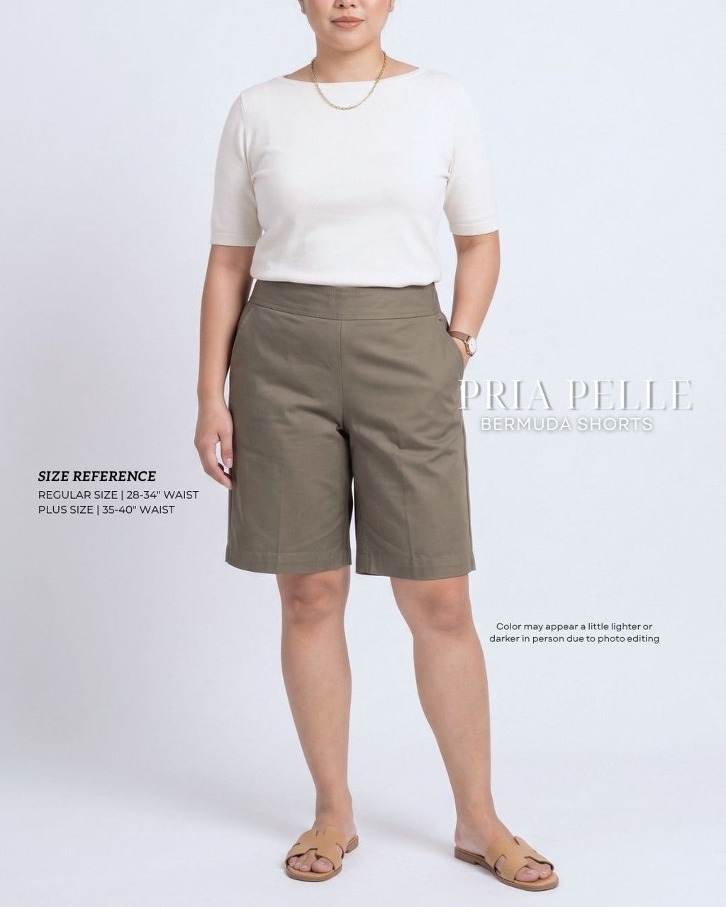 Pria Pelle Bermuda Shorts | Back garter - Cotton Twill Gray Olive | Non Stretch