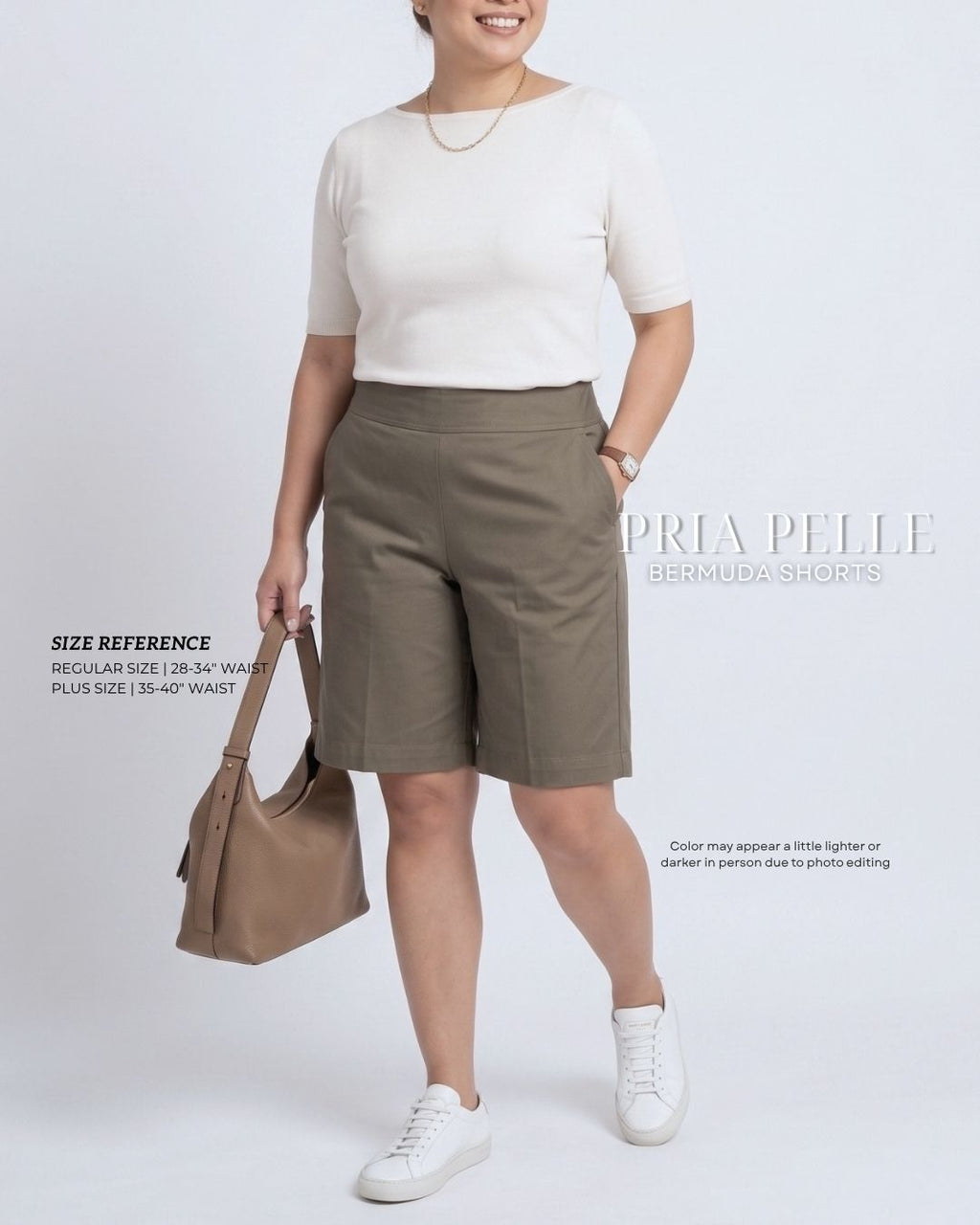 Pria Pelle Bermuda Shorts | Back garter - Cotton Twill Gray Olive | Non Stretch