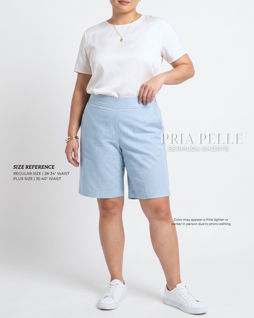 Pria Pelle Bermuda Shorts | Back garter - Denim Blend Light Blue with Stretch