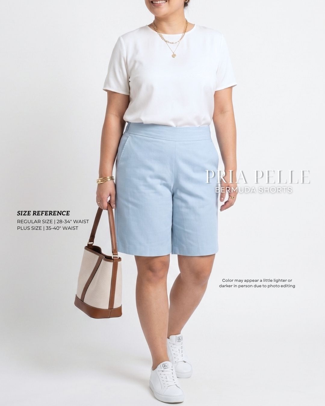 Pria Pelle Bermuda Shorts | Back garter - Denim Blend Light Blue with Stretch