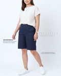 Pria Pelle Bermuda Shorts | Back garter - Cotton Blend Dark Blue | Non Stretch