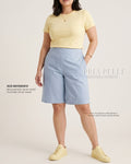 Pria Pelle Bermuda Shorts | Back garter - Light Cotton Blend Powder Blue | Non Stretch