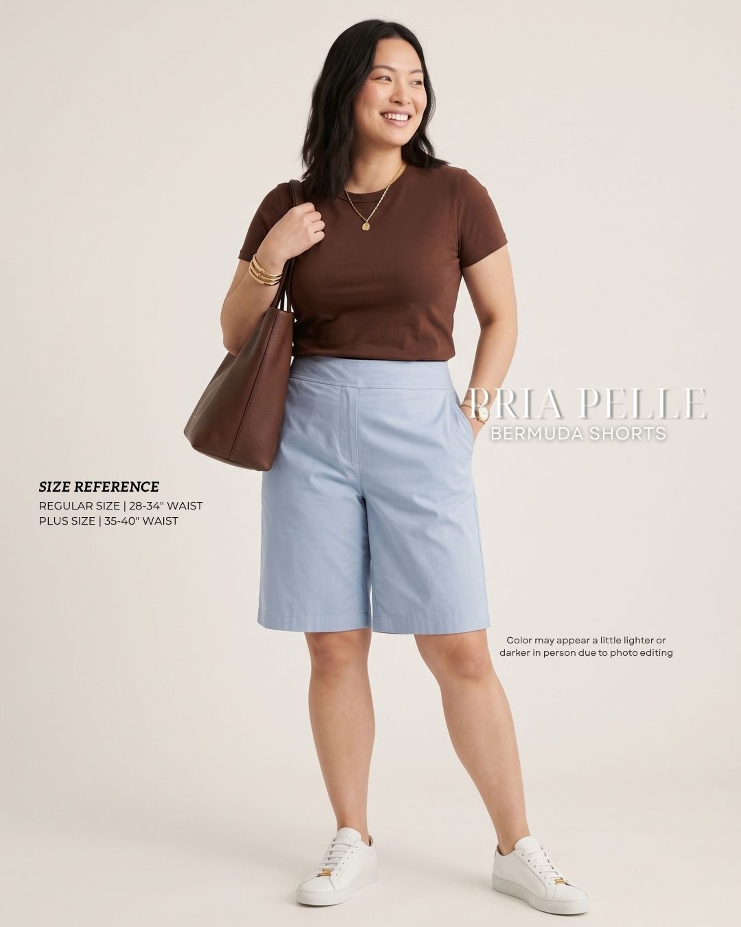 Pria Pelle Bermuda Shorts | Back garter - Light Cotton Blend Powder Blue | Non Stretch