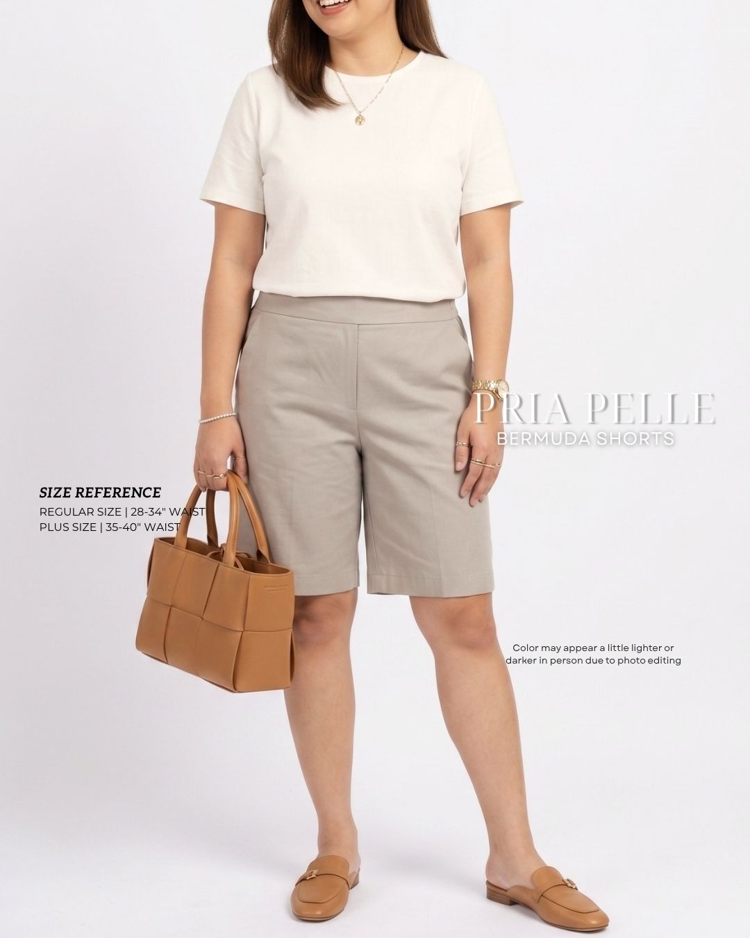 Pria Pelle Bermuda Shorts | Back garter - Linen Blend Warm Gray | Non Stretch
