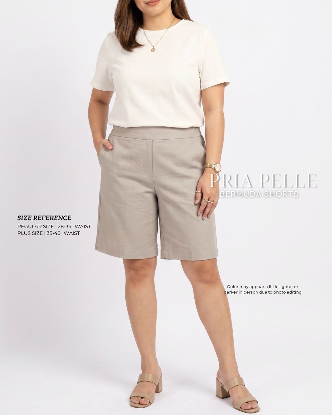 Pria Pelle Bermuda Shorts | Back garter - Linen Blend Warm Gray | Non Stretch