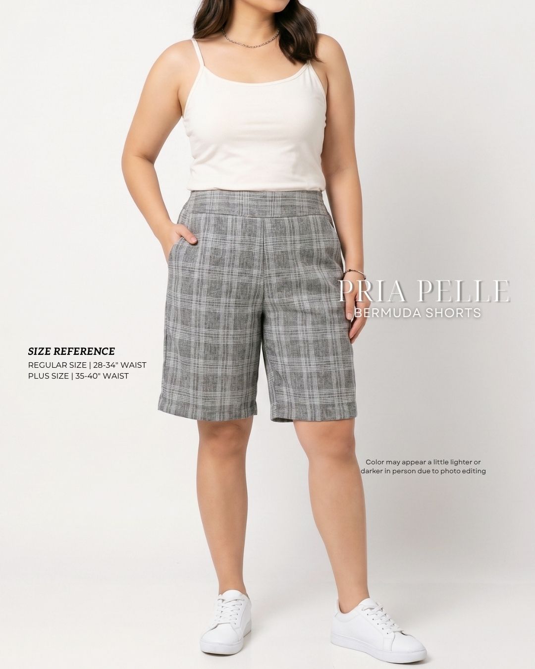 Pria Pelle Bermuda Shorts | Back garter - Woven Checkered Dark Gray | Non Stretch [SHORTS ONLY]