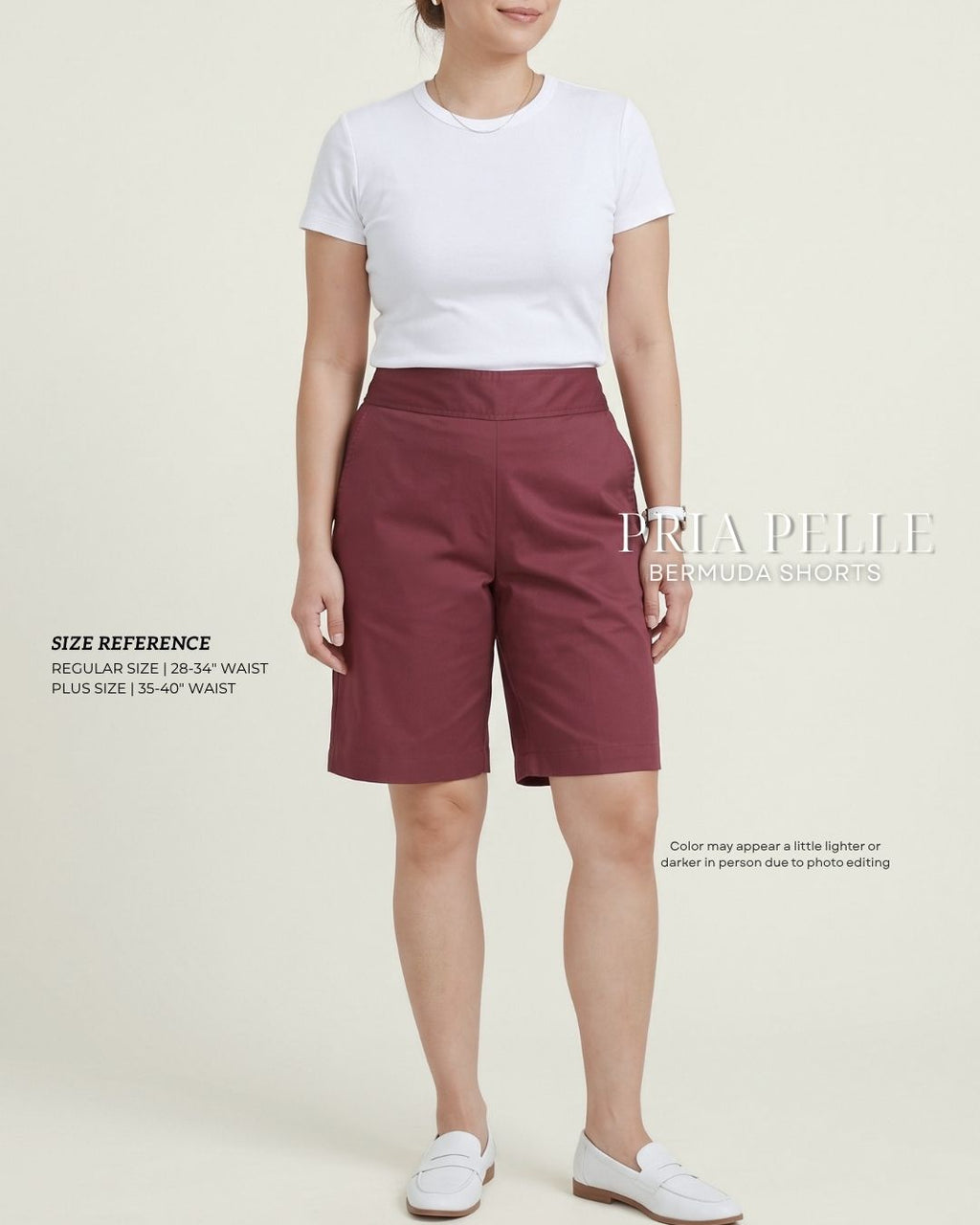 Pria Pelle Bermuda Shorts | Back garter - Cotton Twill Red Wine | Non Stretch